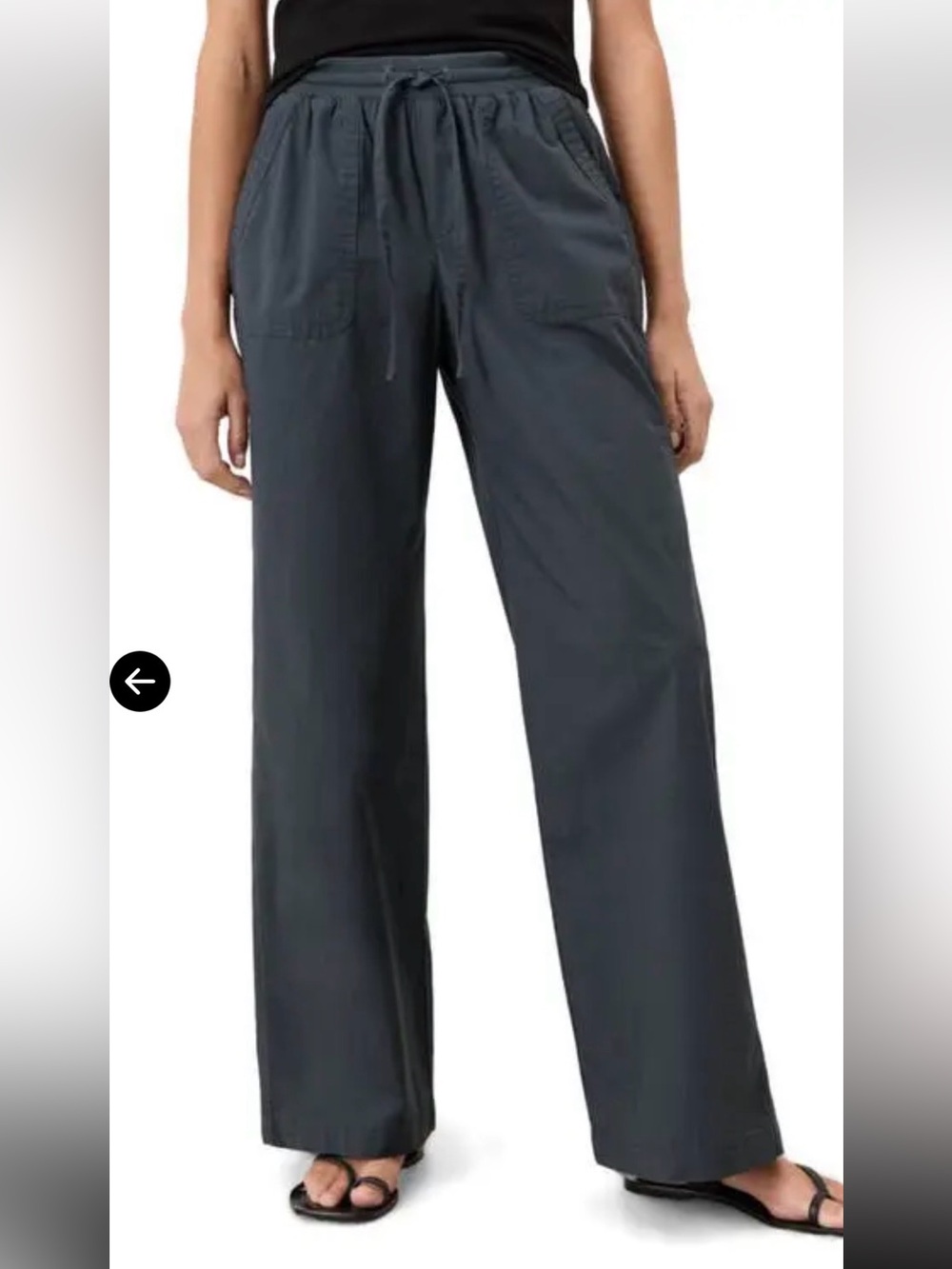 PACT Organic Cotton Stretch Poplin Wide Leg Pant - Steel Blue - XL